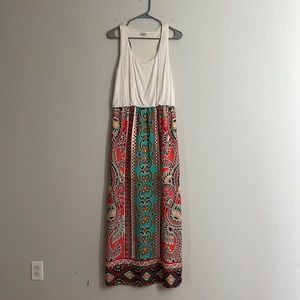 Maxi dress with patterned skirt, size L